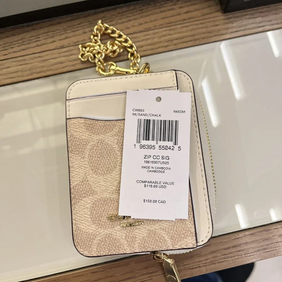 ZIP CARD CASE IN SIGNATURE CANVAS (COACH CW883 IMXDM) - Picture 4 of 6